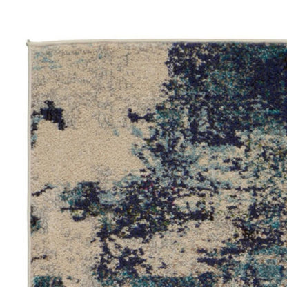 10' Ivory Abstract Power Loom Runner Rug