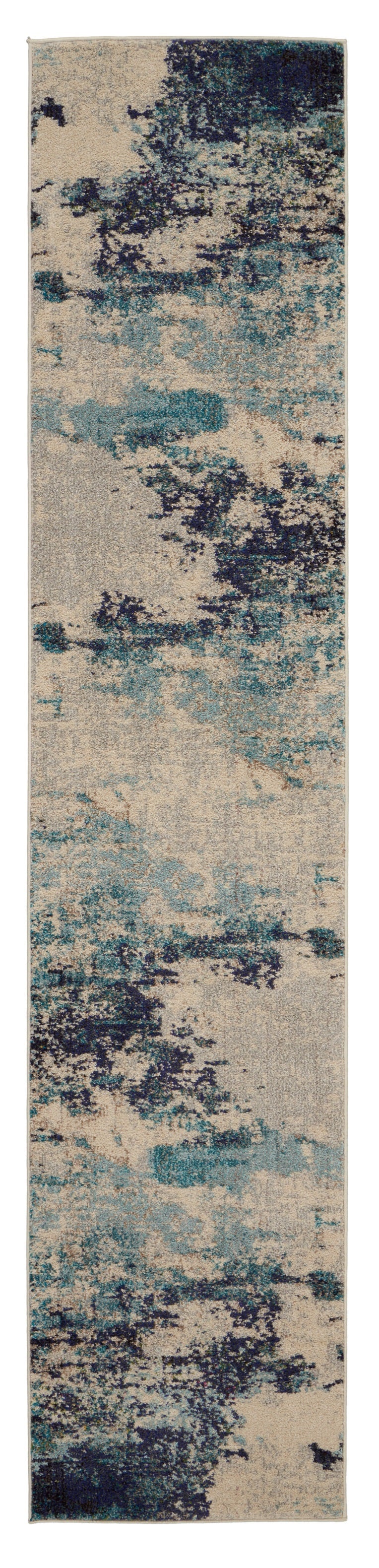 10' Ivory Abstract Power Loom Runner Rug