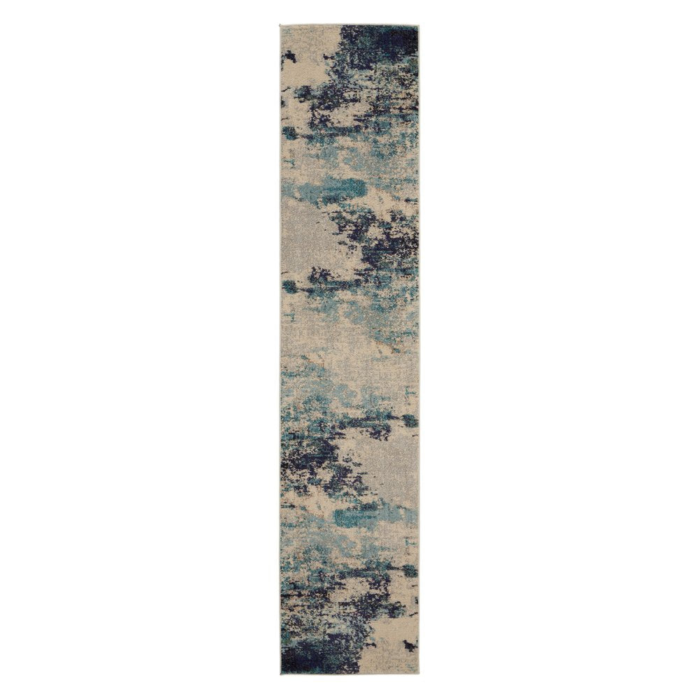10' Ivory Abstract Power Loom Runner Rug