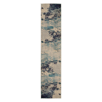 10' Ivory Abstract Power Loom Runner Rug