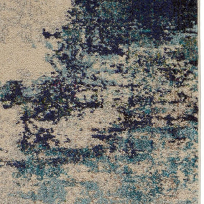 12' Ivory Abstract Power Loom Runner Rug