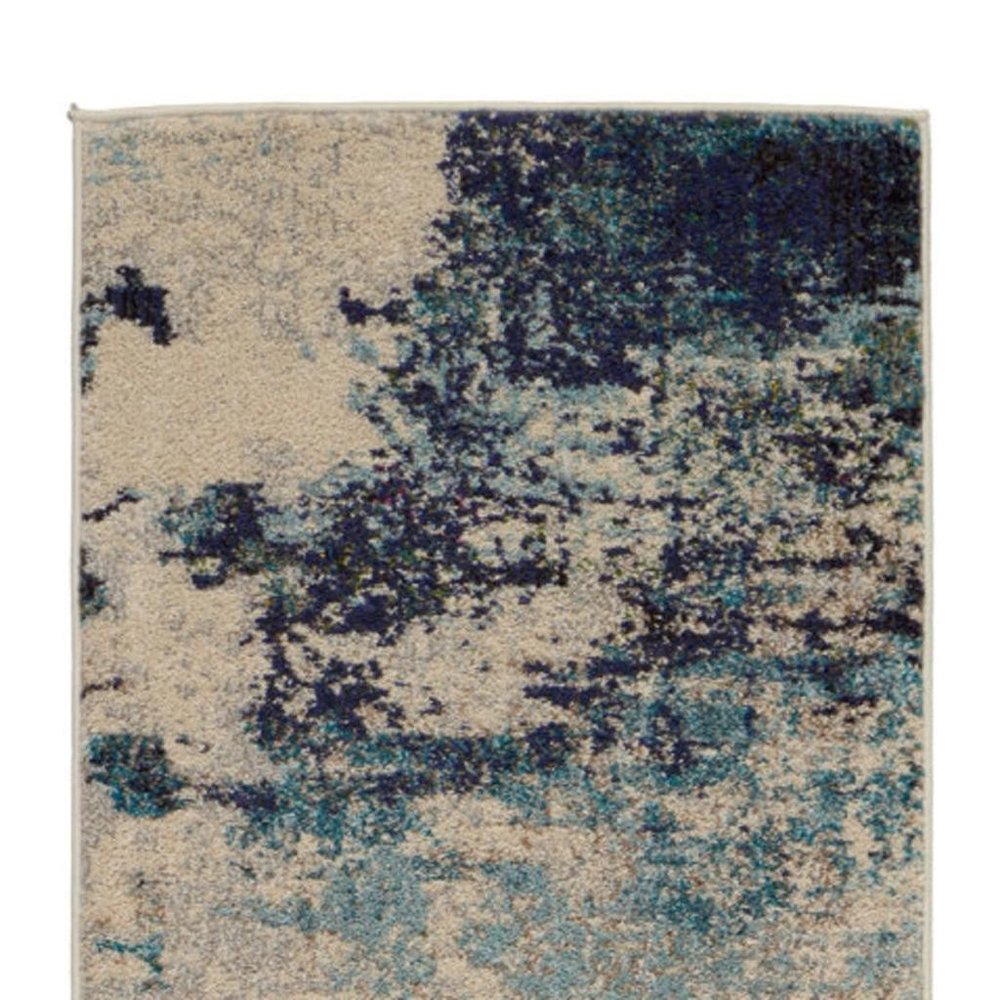 12' Ivory Abstract Power Loom Runner Rug