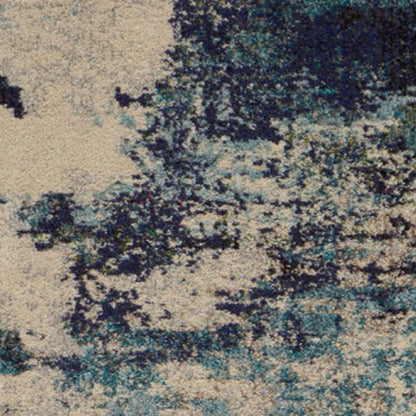 12' Ivory Abstract Power Loom Runner Rug