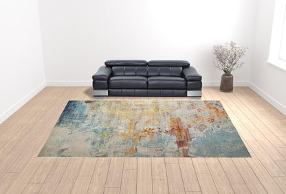 12' X 15' Blue And Gray Abstract Power Loom Area Rug