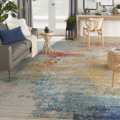 12' X 15' Blue And Gray Abstract Power Loom Area Rug