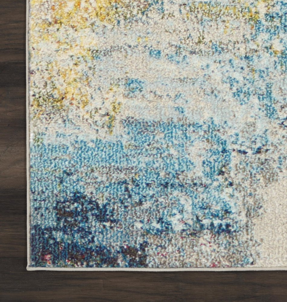 9' X 12' Blue and Gray Abstract Power Loom Area Rug