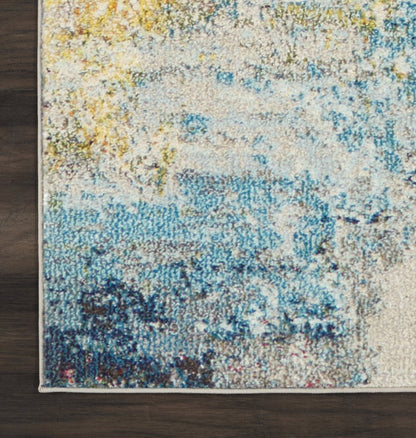 9' X 12' Blue and Gray Abstract Power Loom Area Rug