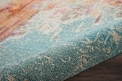 9' X 12' Blue and Gray Abstract Power Loom Area Rug