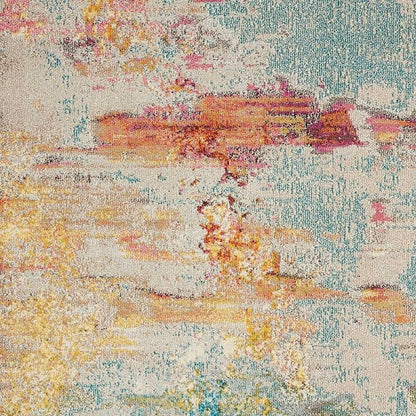 7' X 10' Blue And Gray Abstract Power Loom Area Rug