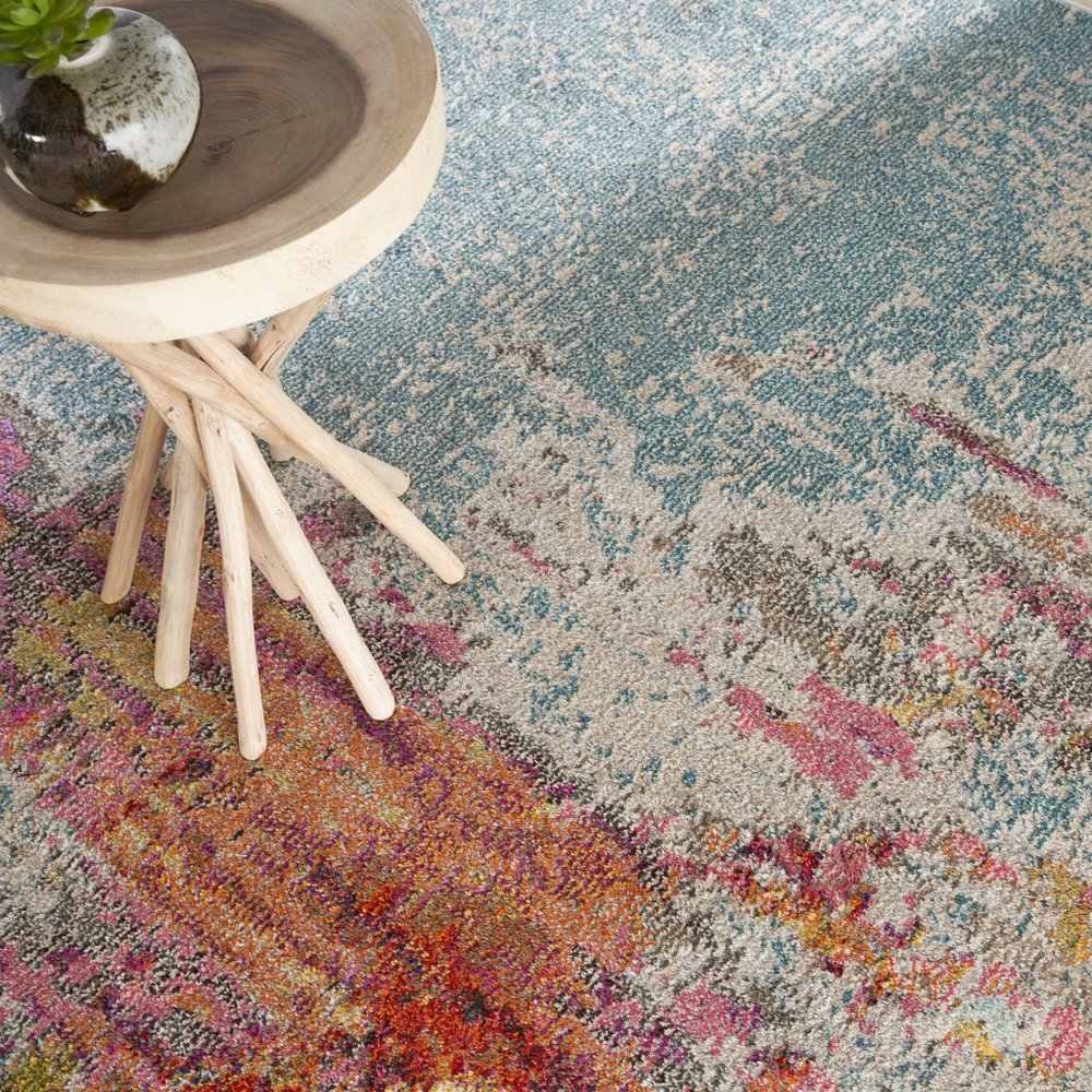 7' X 10' Blue And Gray Abstract Power Loom Area Rug