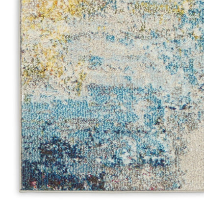 10' X 14' Blue and Gray Abstract Power Loom Area Rug
