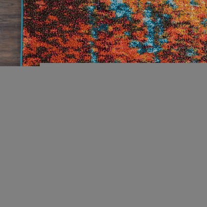 10' X 14' Blue and Orange Abstract Power Loom Area Rug