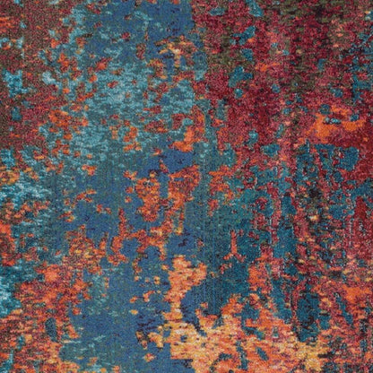 10' X 14' Blue and Orange Abstract Power Loom Area Rug