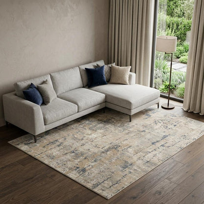 9' X 12' Beige Abstract Power Loom Area Rug