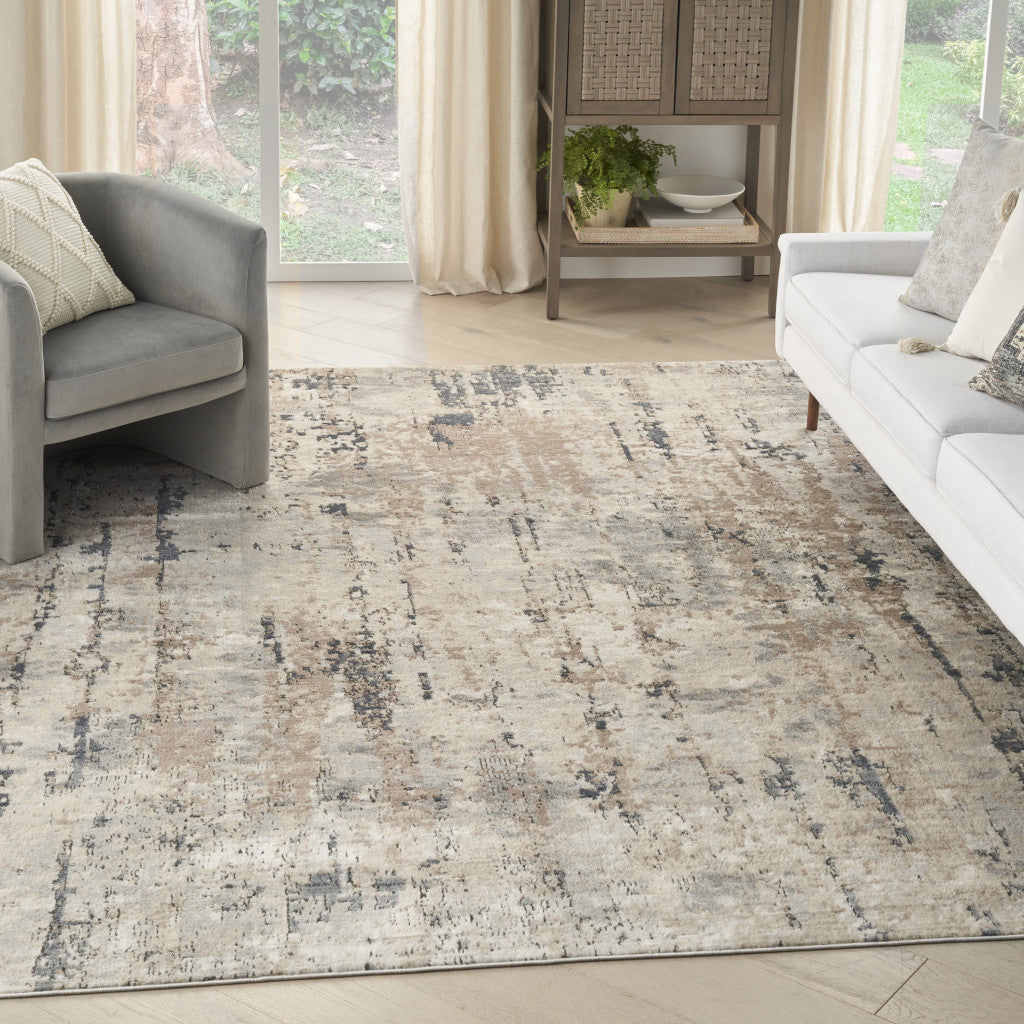 9' X 12' Beige Abstract Power Loom Area Rug