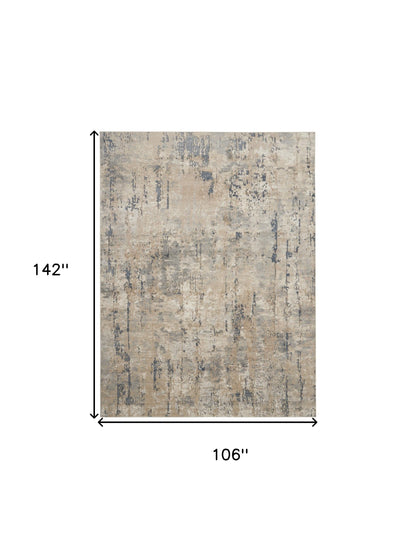 9' X 12' Beige Abstract Power Loom Area Rug