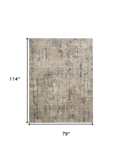 7' X 10' Beige Abstract Power Loom Area Rug