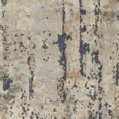 10' Beige and Ivory Abstract Power Loom Runner Rug