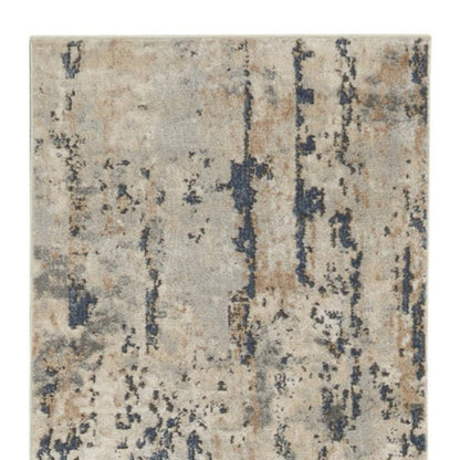 10' Beige and Ivory Abstract Power Loom Runner Rug
