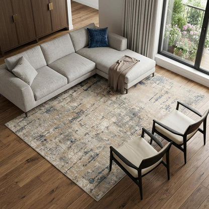 8' X 10' Beige Abstract Power Loom Area Rug