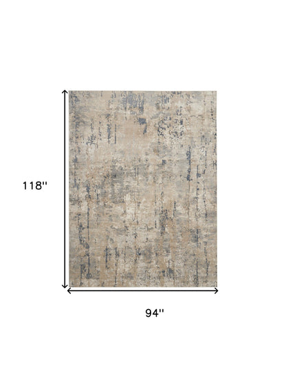 8' X 10' Beige Abstract Power Loom Area Rug