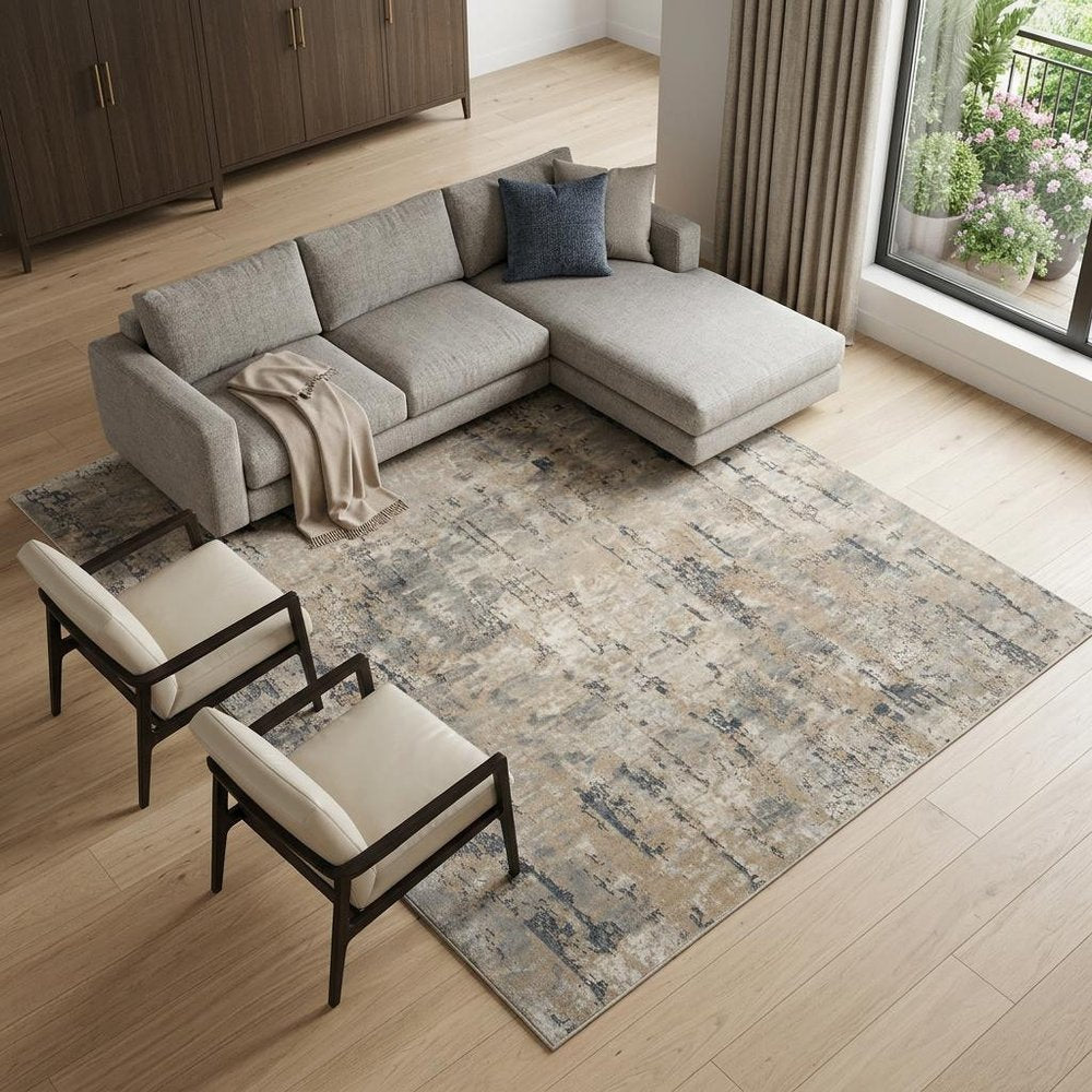 10' X 14' Beige Abstract Power Loom Area Rug