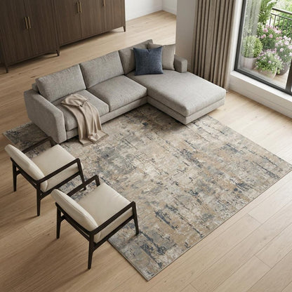 10' X 14' Beige Abstract Power Loom Area Rug
