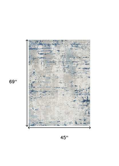 4' X 6' Ivory Abstract Power Loom Area Rug