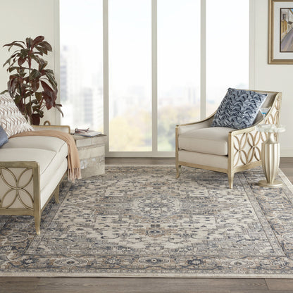 7' X 10' Ivory Floral Power Loom Area Rug