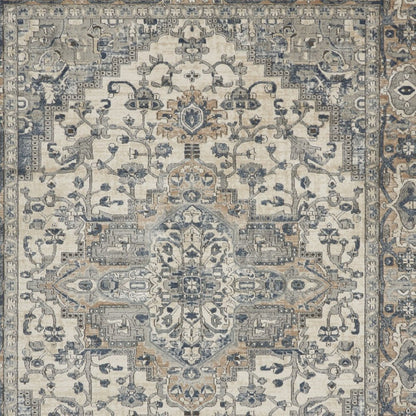 7' X 10' Ivory Floral Power Loom Area Rug