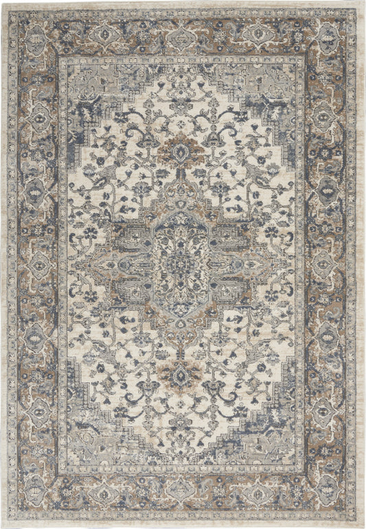 6' X 9' Ivory Floral Power Loom Area Rug