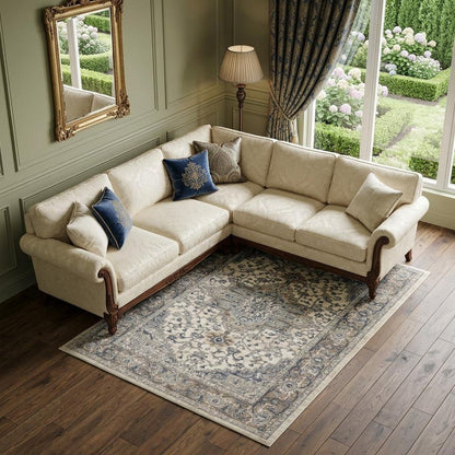 6' X 9' Ivory Floral Power Loom Area Rug