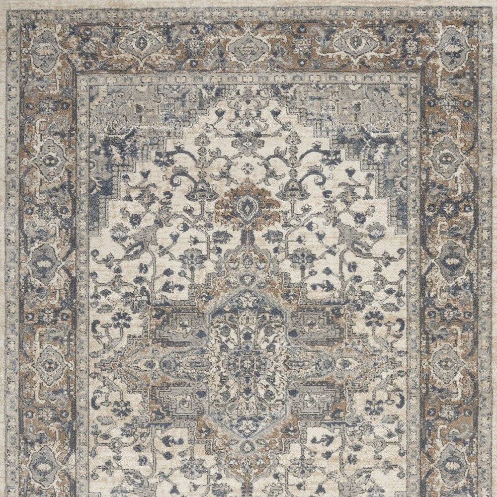 6' X 9' Ivory Floral Power Loom Area Rug