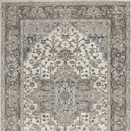 6' X 9' Ivory Floral Power Loom Area Rug