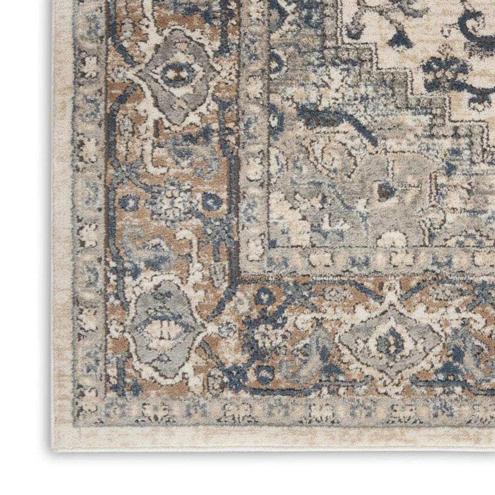 6' X 9' Ivory Floral Power Loom Area Rug