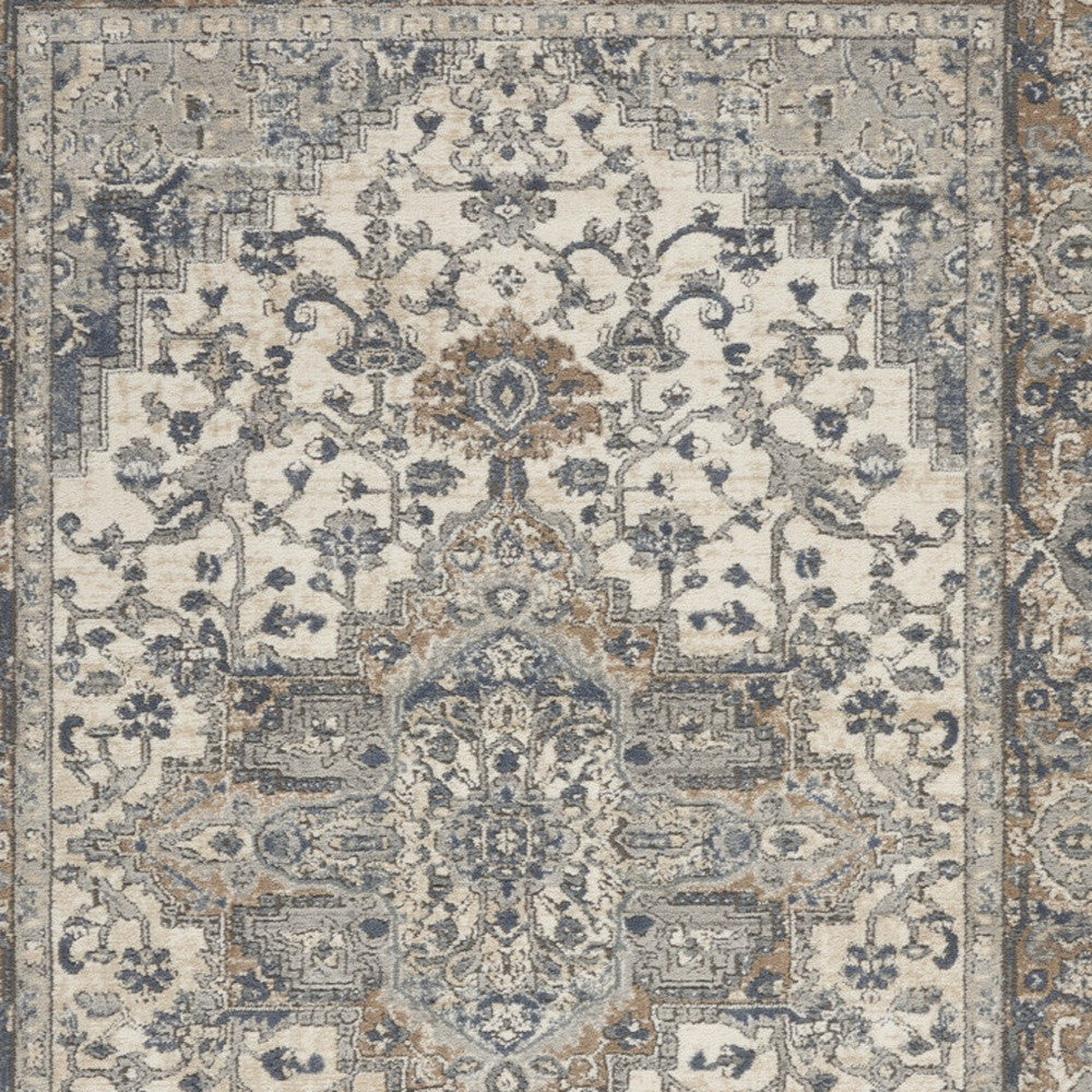 6' X 9' Ivory Floral Power Loom Area Rug