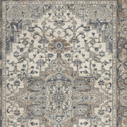 6' X 9' Ivory Floral Power Loom Area Rug