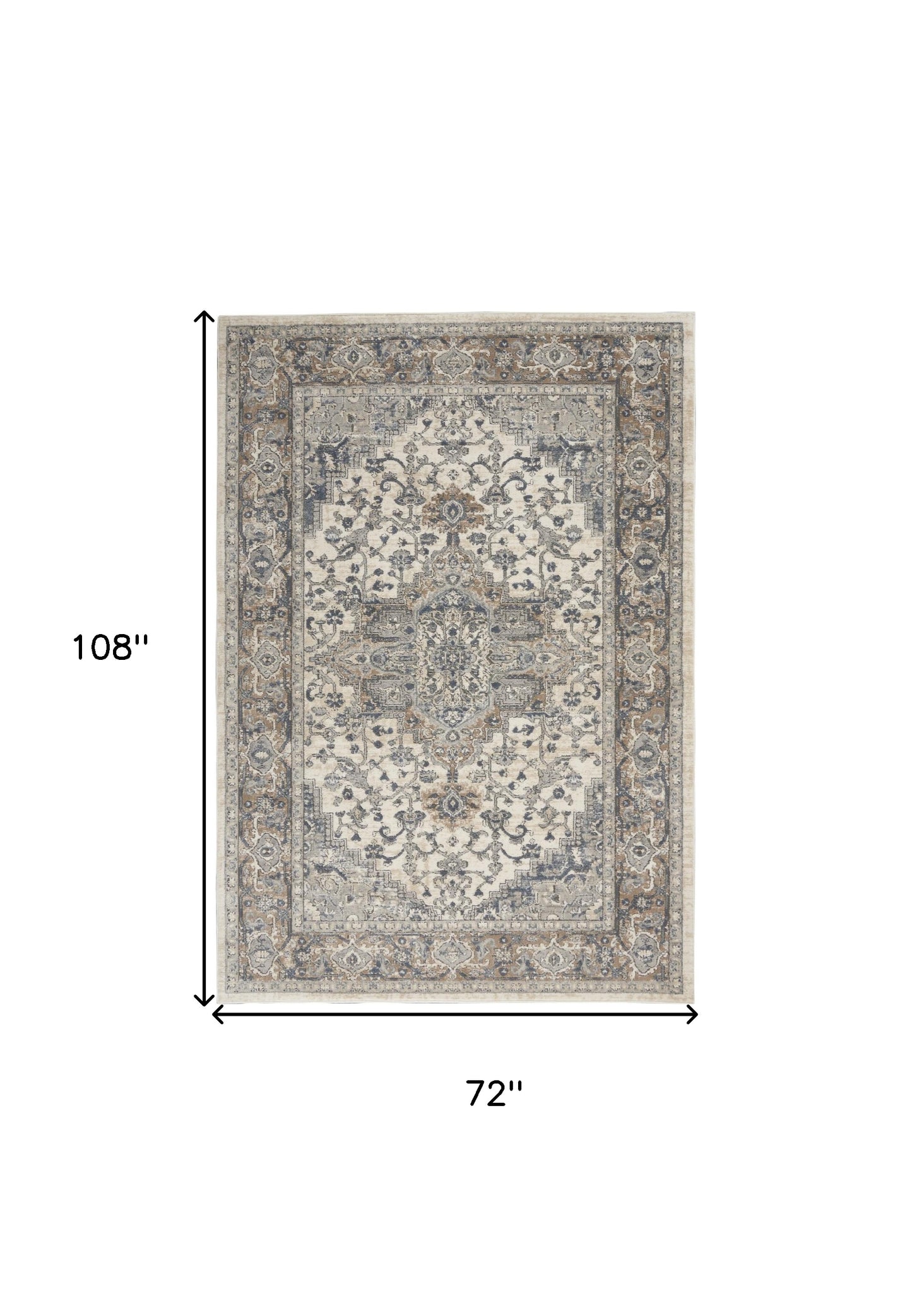 6' X 9' Ivory Floral Power Loom Area Rug