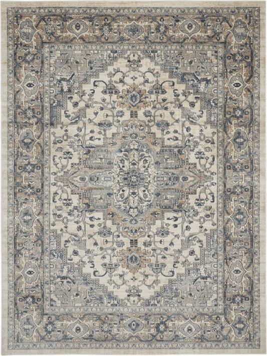 8' X 10' Ivory Floral Power Loom Area Rug