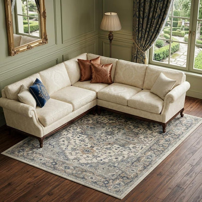 8' X 10' Ivory Floral Power Loom Area Rug