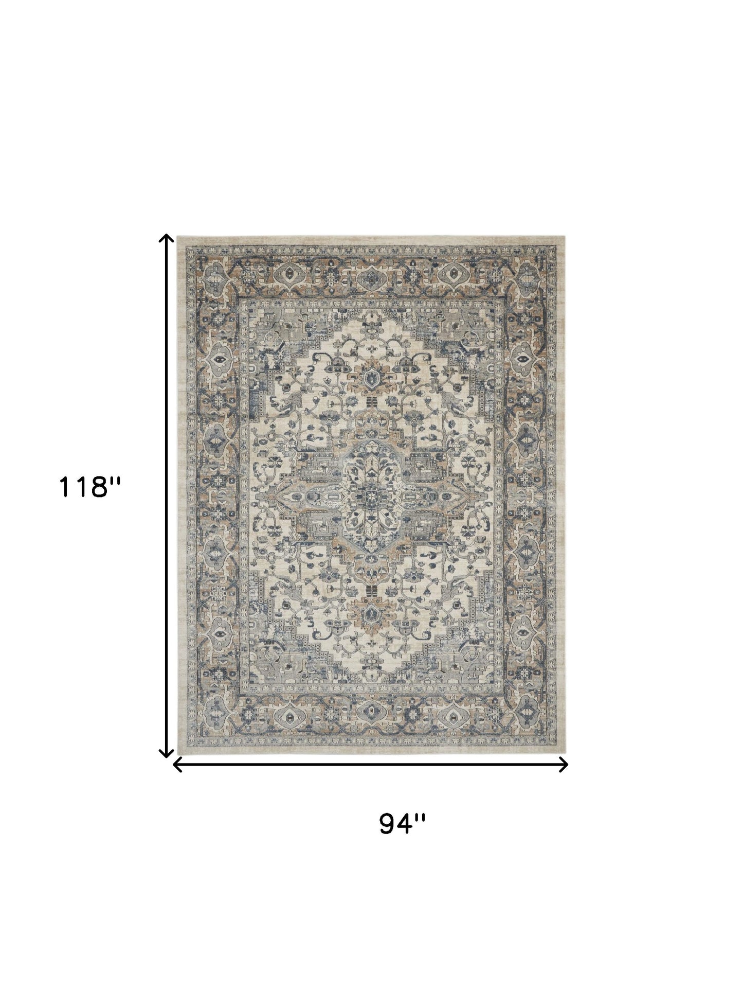 8' X 10' Ivory Floral Power Loom Area Rug