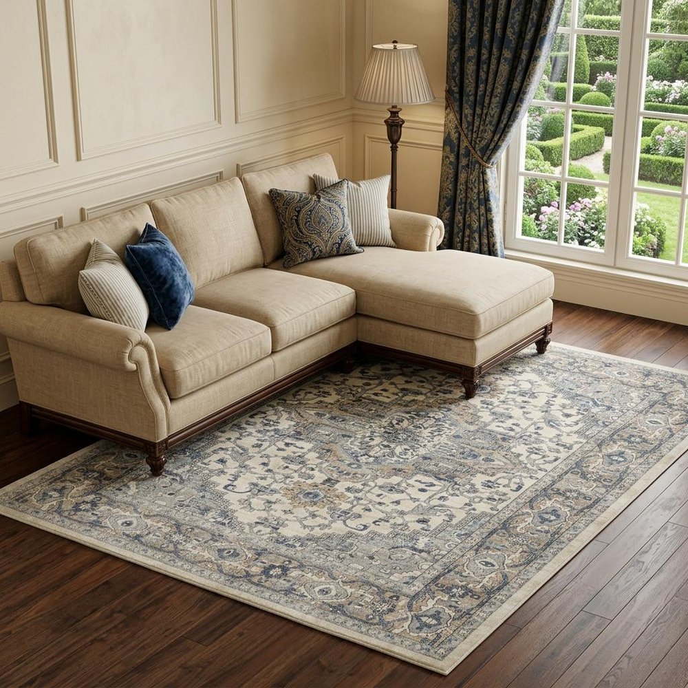10' X 14' Ivory Floral Power Loom Area Rug