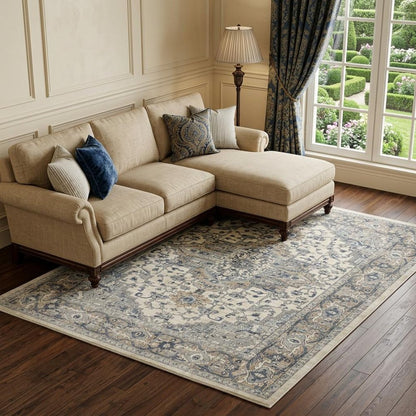 10' X 14' Ivory Floral Power Loom Area Rug