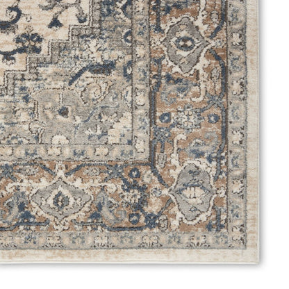 7' X 10' Ivory Floral Power Loom Area Rug