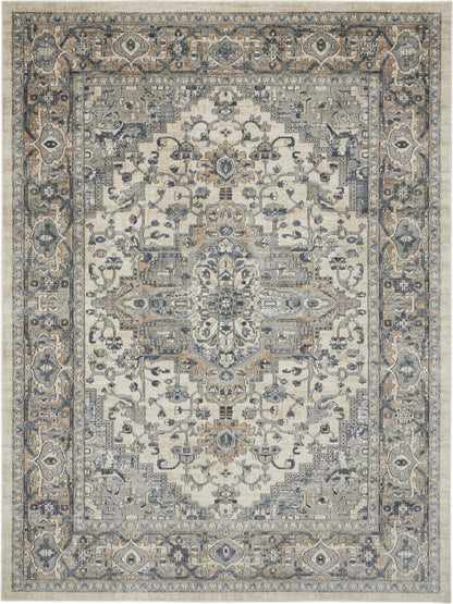 9' X 12' Ivory Floral Power Loom Area Rug