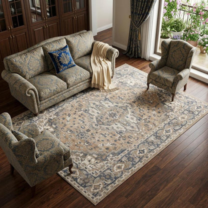 8' X 10' Ivory Floral Power Loom Area Rug