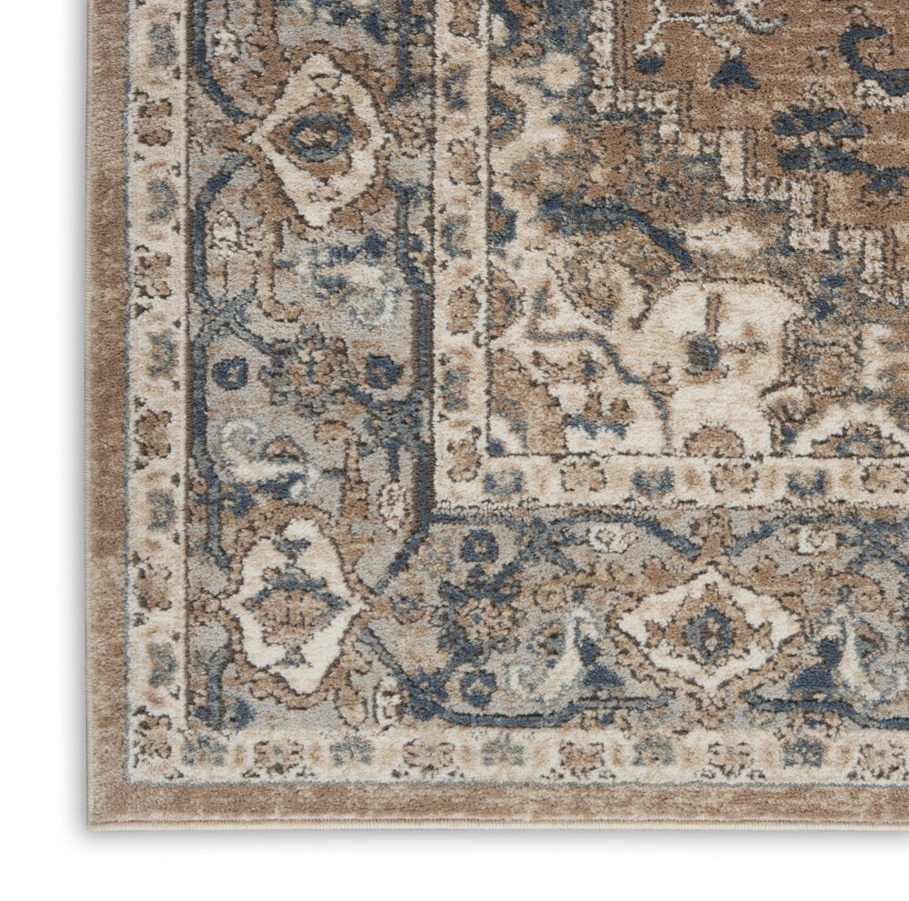 7' X 10' Ivory Floral Power Loom Area Rug