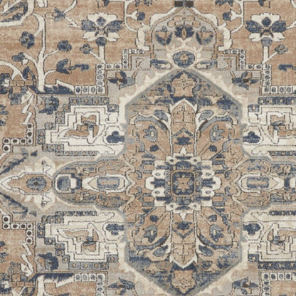 7' X 10' Ivory Floral Power Loom Area Rug