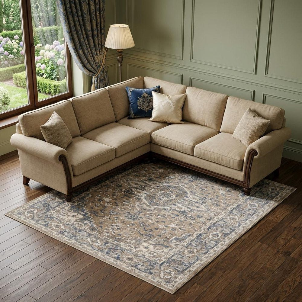6' X 9' Ivory Floral Power Loom Area Rug