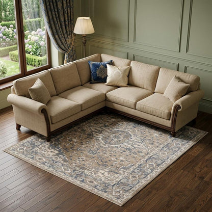 6' X 9' Ivory Floral Power Loom Area Rug